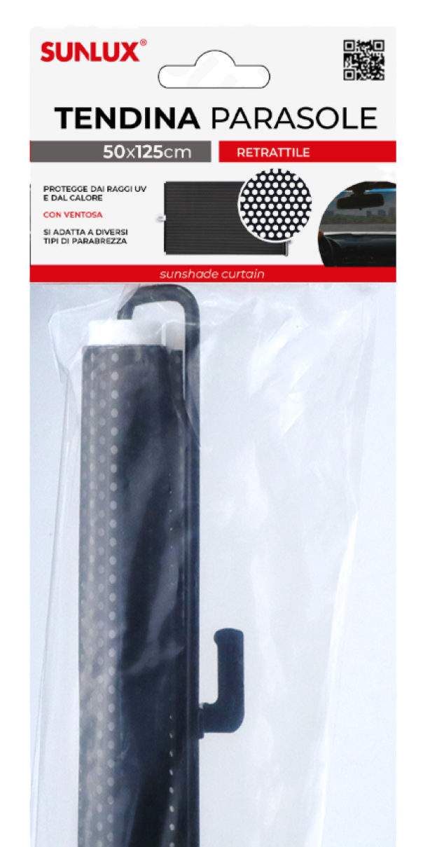 Tendina parasole retrattile, per parabrezza