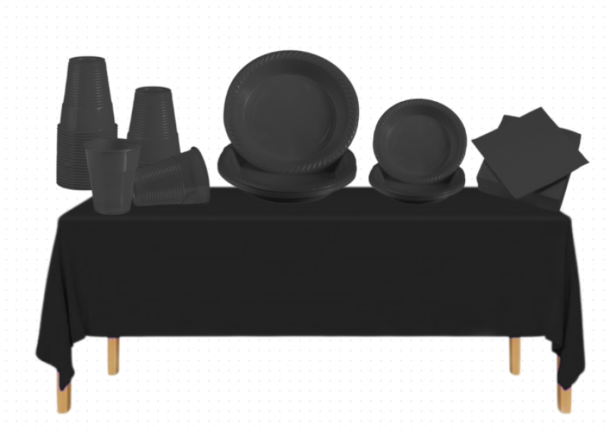 Set Stoviglie Plastica Nero