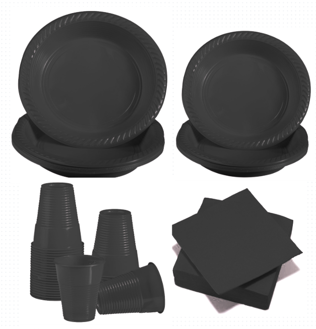 Set Stoviglie Plastica Nero
