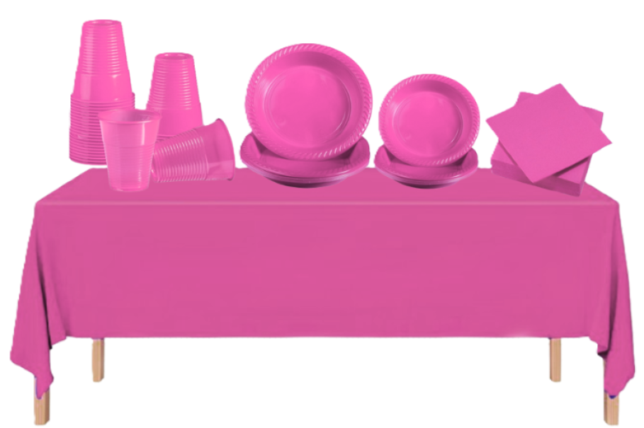 Set Stoviglie Plastica Fucsia 