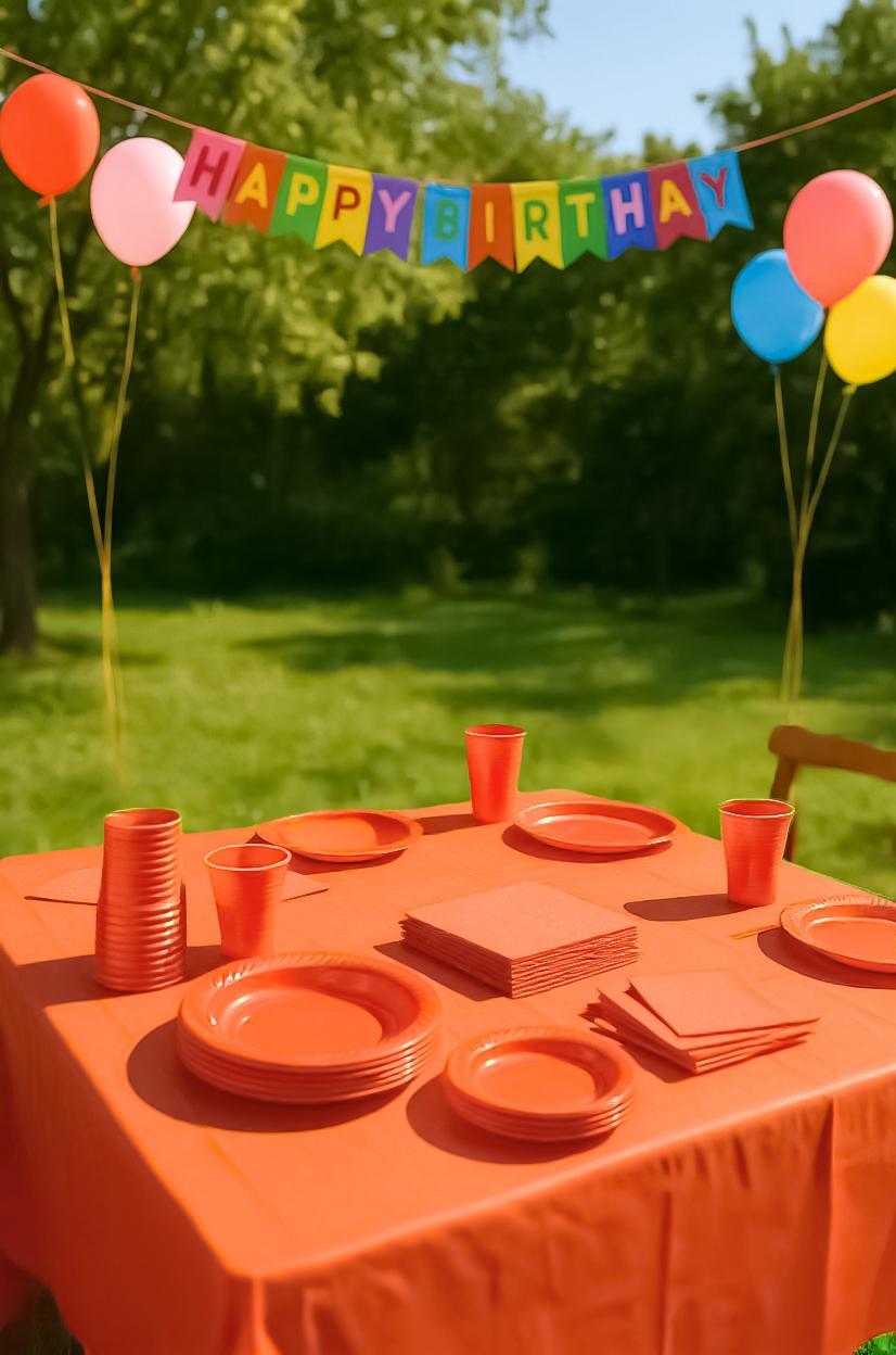 Set Stoviglie Plastica Arancione