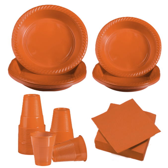 Set Stoviglie Plastica Arancione