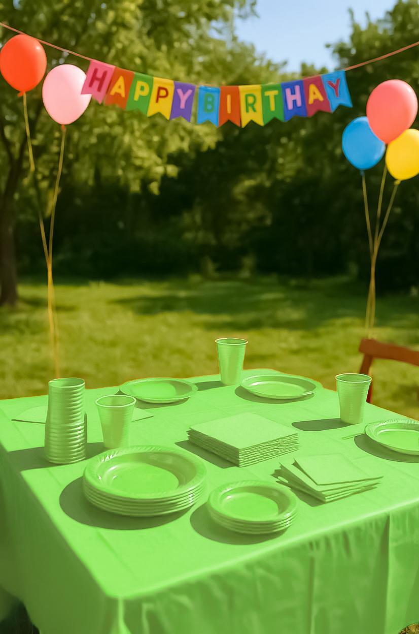 Set Stoviglie Plastica Verde