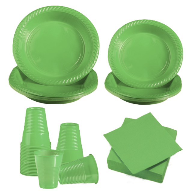 Set Stoviglie Plastica Verde