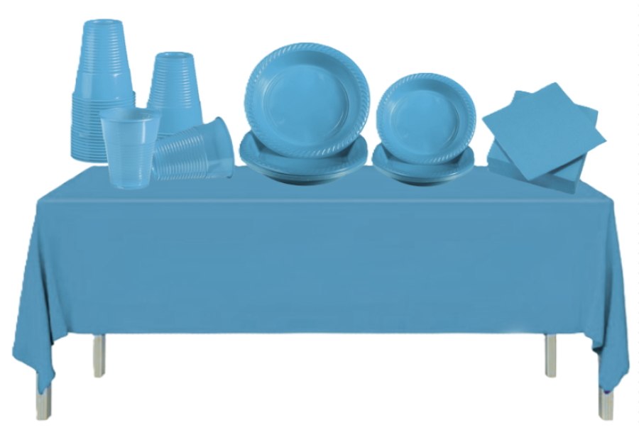 Set Stoviglie Plastica Celeste