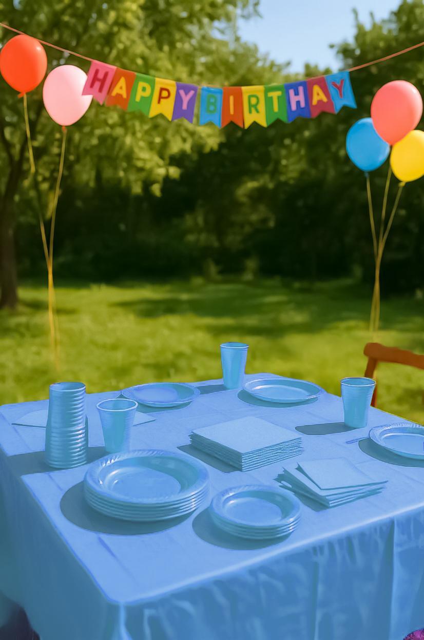 Set Stoviglie Plastica Celeste