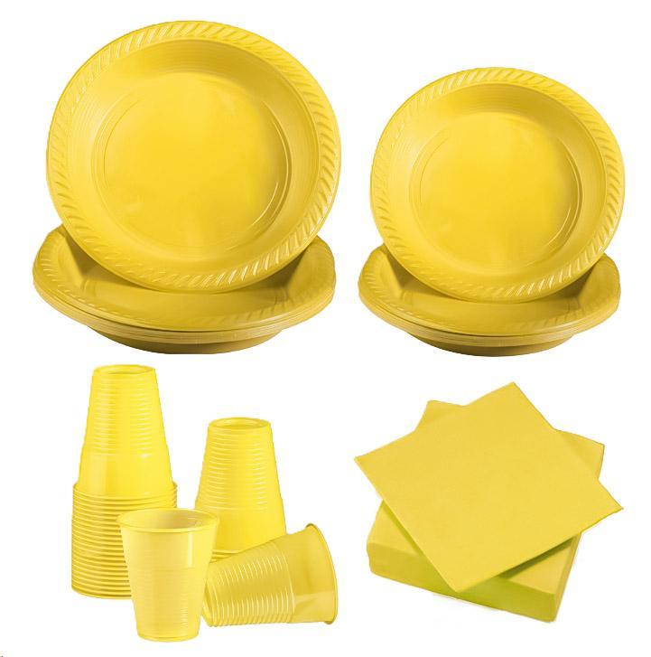 Set Stoviglie Plastica Giallo