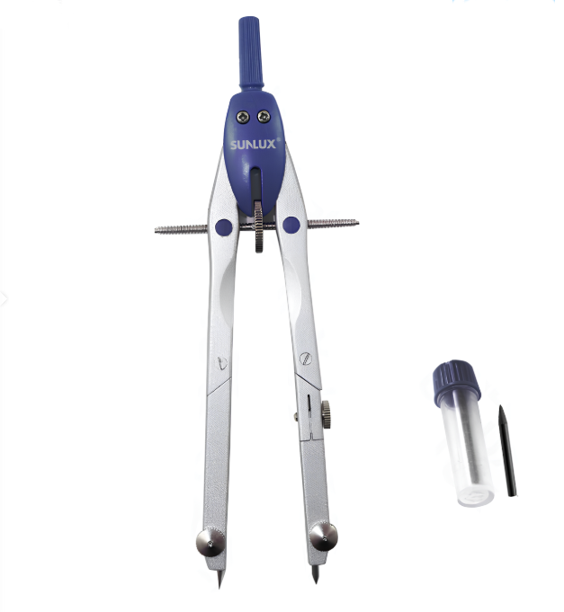 Compasso con Balaustrone Fisso in Acciaio u2013 Lunghezza 17 cm, Due Mine Incluse, Alta Precisione per Disegno Tecnico e Geometria