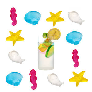 Cubetti refrigeranti riutilizzabili 60 pezzi – forma animali marini – ghiaccio sintetico colorato per bevande, cocktail, lunch box, bambini e feste