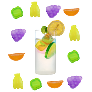 Cubetti refrigeranti riutilizzabili 60 pezzi – forma frutta – ghiaccio sintetico colorato per bevande, cocktail, lunch box, bambini e feste