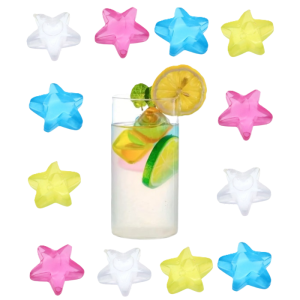 Cubetti refrigeranti riutilizzabili 60 pezzi – forma a stella – ghiaccio sintetico colorato per bevande, cocktail, lunch box, bambini e feste