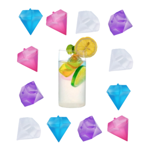 Cubetti refrigeranti riutilizzabili 60 pezzi – forma a diamante – ghiaccio sintetico colorato per bevande, cocktail, lunch box, bambini e feste