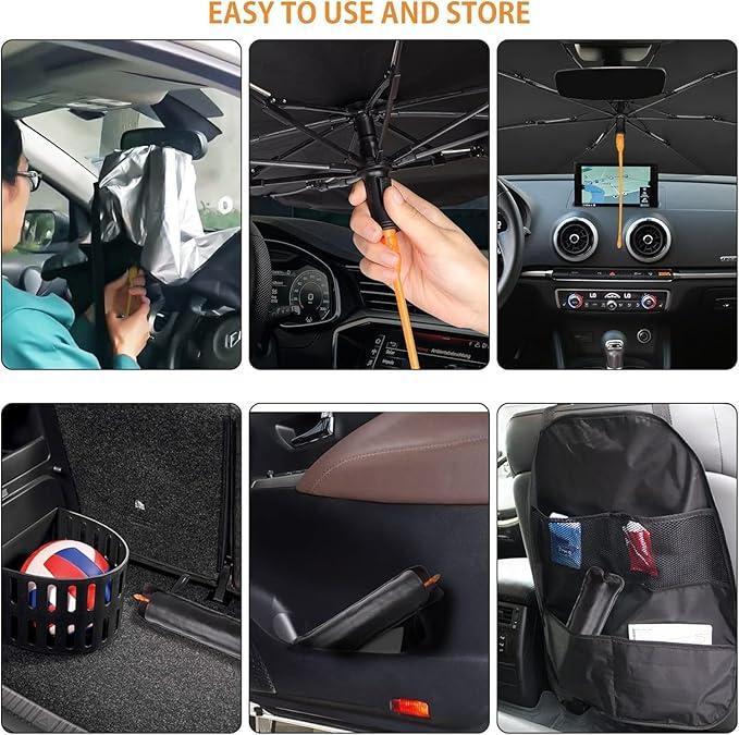 Ombrello Parasole Auto, 140x79 cm, Pieghevole, Protegge il Cruscotto, Copriparabrezza Schermo Raggi UV, Anti Caldo, Universale per Tutti i Tipi di Auto 