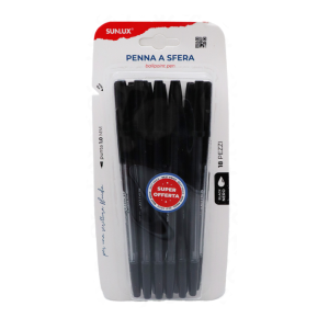 Penne a sfera nere 1.0mm, 18 pezzi – punta media – scrittura scorrevole – inchiostro nero