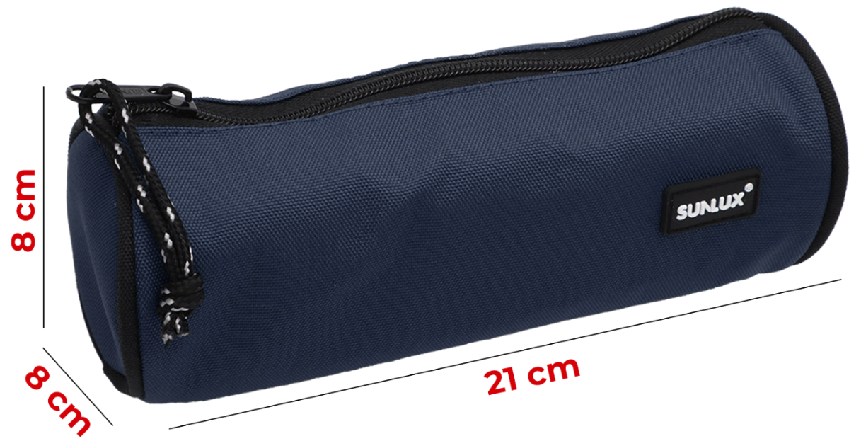 Astuccio Sunlux Blu Scuro 21x9x9 cm u2013 1 Scomparto con Zip per Scuola e Ufficio