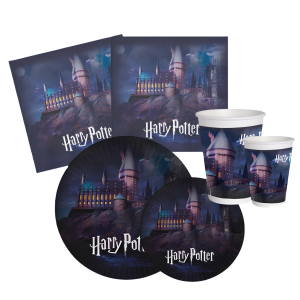 Set festa di compleanno harry potter 2 (36 pezzi: 8 piatti 23cm, 8 bicchieri, 20 tovaglioli) decorazioni magiche per party a tema