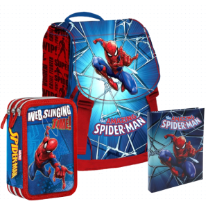 Set scuola spiderman – zaino 40x28x13cm, astuccio completo con materiale, diario 12 mesi non datato – kit scuola elementare bambini