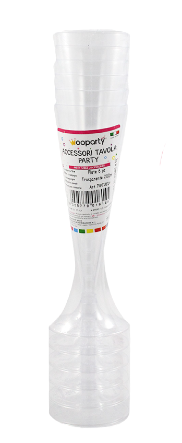 Set 6 Flute Trasparenti in Plastica