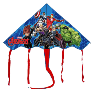 Aquilone avengers per bambini – 100x56 cm, facile da far volare, leggero e resistente, design divertente con personaggio cartoon, giocattolo estivo per mare, parco e giardino