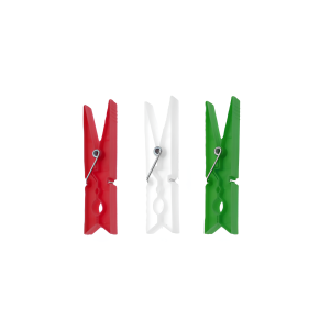 Mollette per bucato in plastica 9x2 cm – confezione da 20 pezzi – colori rosso, bianco e verde – resistenti e colorate per stendere i panni