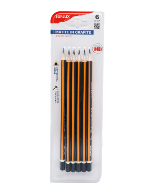Matite in Grafite HB u2013 Set da 6 con Fusto Triangolare Ergonomico e Mina Ultra Resistente