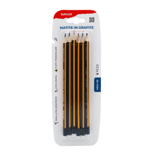 Matite in grafite hb con gommino – set da 6, fusto triangolare ergonomico e mina ultra resistente