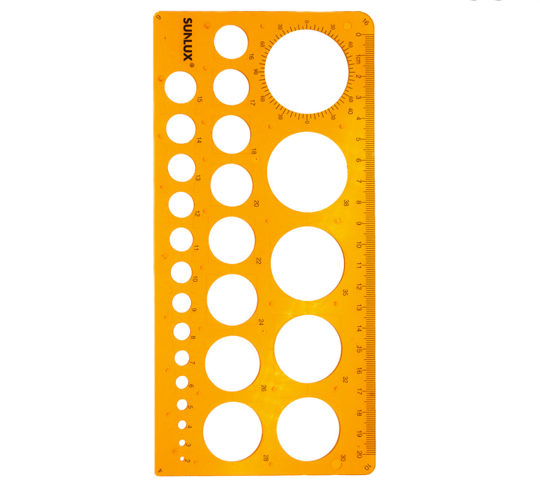 SUNLUX Normografo in Plastica u2013 Cerchi da u00d8 2 a 40 mm u2013 Dima per Cerchi Precisi, Ideale per Disegno Tecnico e Geometrico