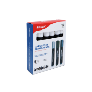 Marcatore permanente bianco a base di alcool - punta tonda 2mm - confezione da 12 pezzi - scrive su plastica, cartone, metallo, legno