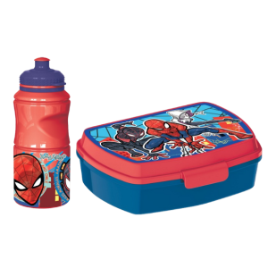 Set scuola spiderman bambino – portapranzo e borraccia 380 ml, pranzo e merenda, ideale per bambini