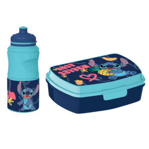 Set scuola stitch bambino – portapranzo e borraccia 380 ml, pranzo e merenda, ideale per bambini
