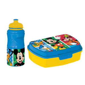 Set scuola mickey mouse bambino – portapranzo e borraccia 380 ml, pranzo e merenda, ideale per bambini