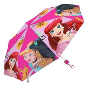 Ombrello principesse mini 52 cm con 8 stecche – compatto, resistente e portatile – design princess