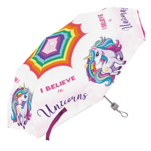 Ombrello unicorn mini 52 cm con 8 stecche – compatto, resistente e portatile - design unicorno
