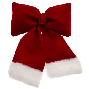 Fiocco natalizio rosso 19x25 cm effetto velluto con bordo bianco – decorazione di natale per albero, porta, camino e pacchi regalo – addobbo natalizio elegante