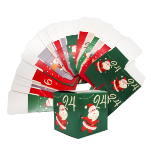 Scatole avvento natalizie 24 pezzi – 7x7x7 cm, fantasie assortite con babbo natale – scatoline regalo per calendario dell’avvento, dolci e sorprese natalizie, facili da montare