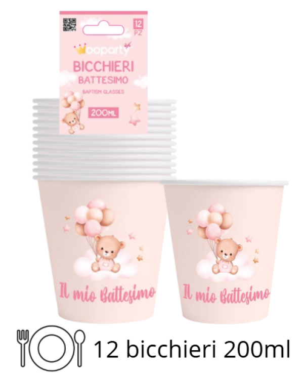 Set Tavola Battesimo bambina Rosa
