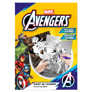Album da colorare avengers con stickers inclusi, libro da colorare per bambini, formato a4, attività creative con supereroi
