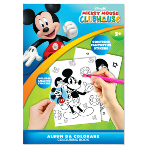 Album da colorare mickey mouse con stickers inclusi, libro da colorare per bambini, formato a4, attività creative con topolino