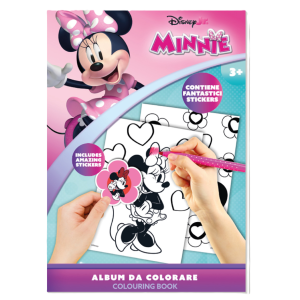 Album da colorare minnie mouse con stickers inclusi, libro da colorare per bambini, formato a4, attività creative con topolino