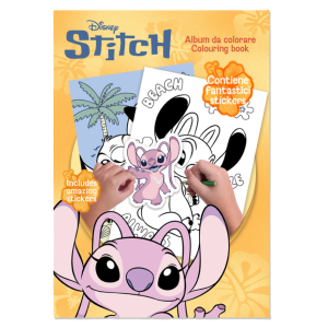 Album da colorare stitch girl con stickers inclusi, libro da colorare per bambini, formato a4, attività creative con stitch