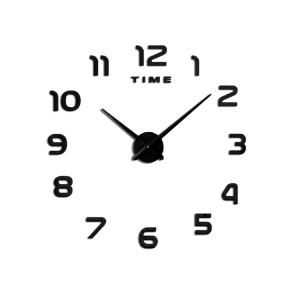 Orologio adesivo da parete fai da te nero, movimento silenzioso, design moderno con numeri applicabili, meccanismo al quarzo, alimentazione a batteria aa
