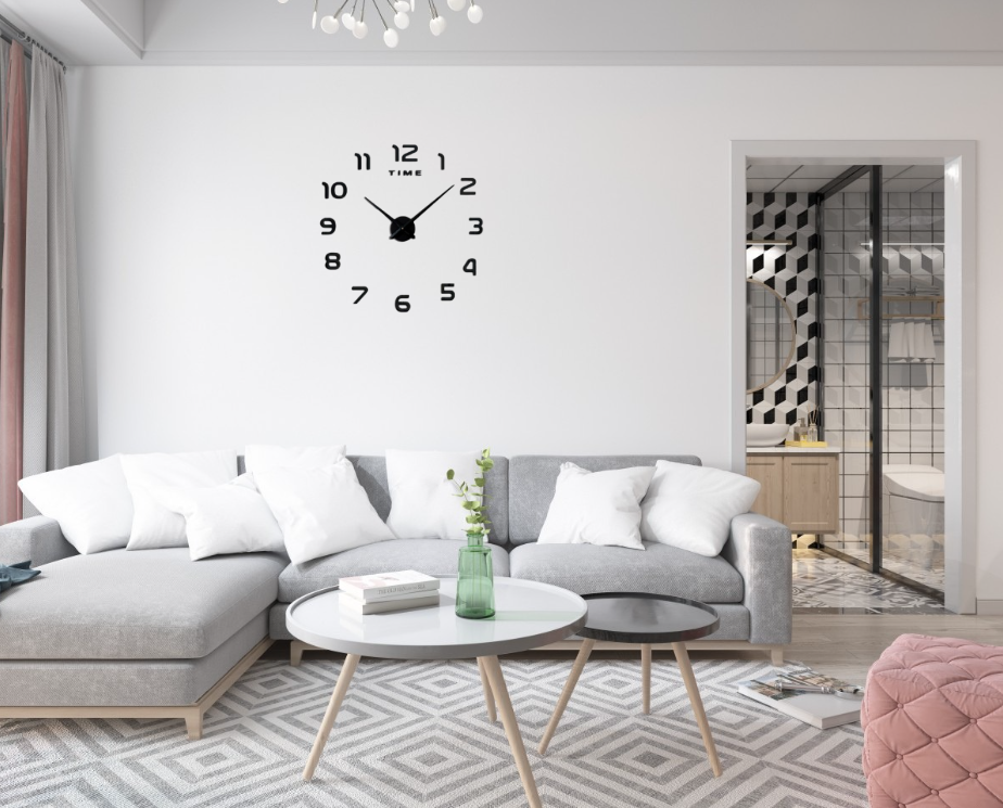 Orologio Adesivo da Parete Fai da Te Nero