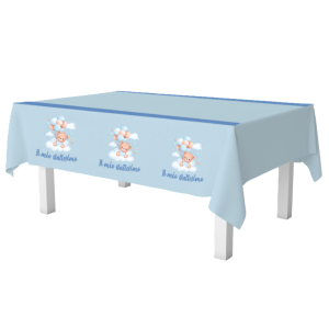 Tovaglia battesimo bambino celeste 137x183 cm – decorazione tavola festa boy