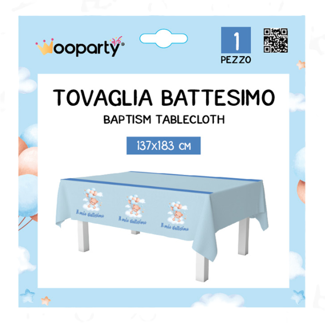 Tovaglia Battesimo Bambino Celeste 
