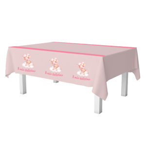Tovaglia rosa battesimo bambina 137x183 cm, tovaglia per festa battesimo girl