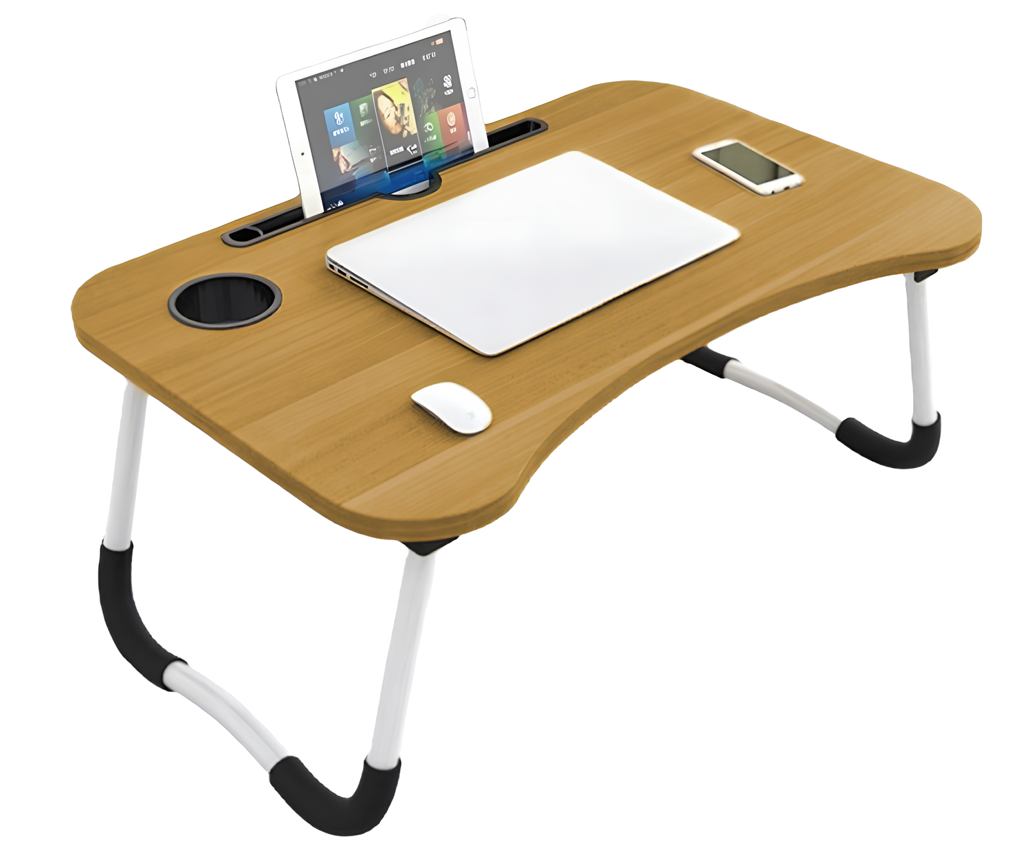 Tavolino da Letto Pieghevole in Legno Scuro