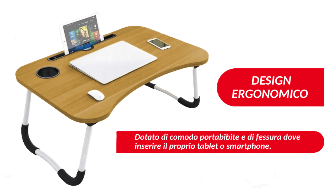 Tavolino da Letto Pieghevole in Legno Scuro