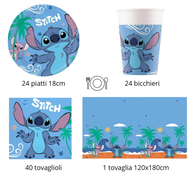Kit Compleanno Stitch per 24 Persone