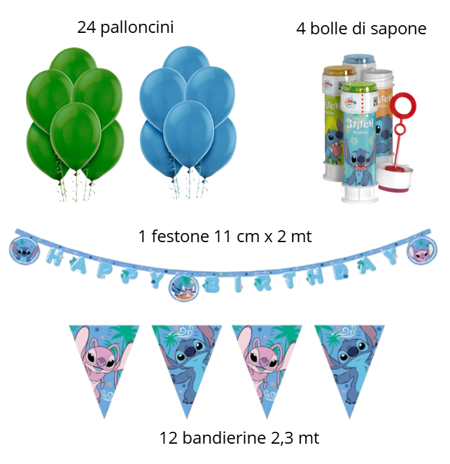 Kit Compleanno Stitch per 24 Persone