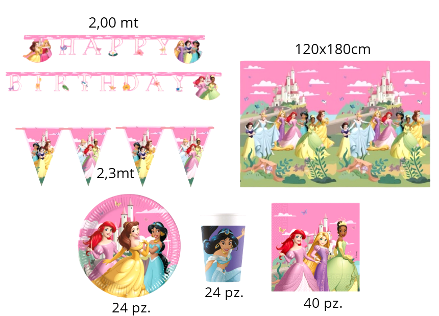 Kit compleanno Principesse Disney